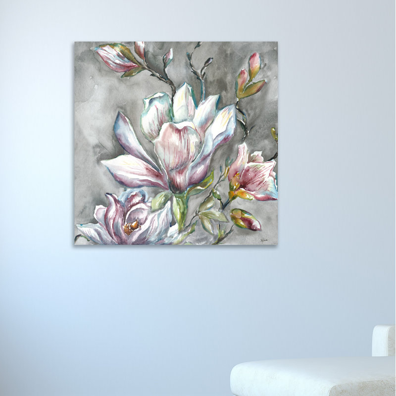 Magnolia On Light Grey by Tre Sorelle Studios - Wrapped Canvas Print, 121.92cm H x 121.92cm W
