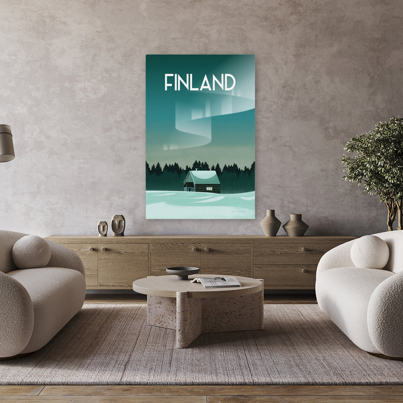 Illustration de voyage en Finlande, H 48 po x l 32 po