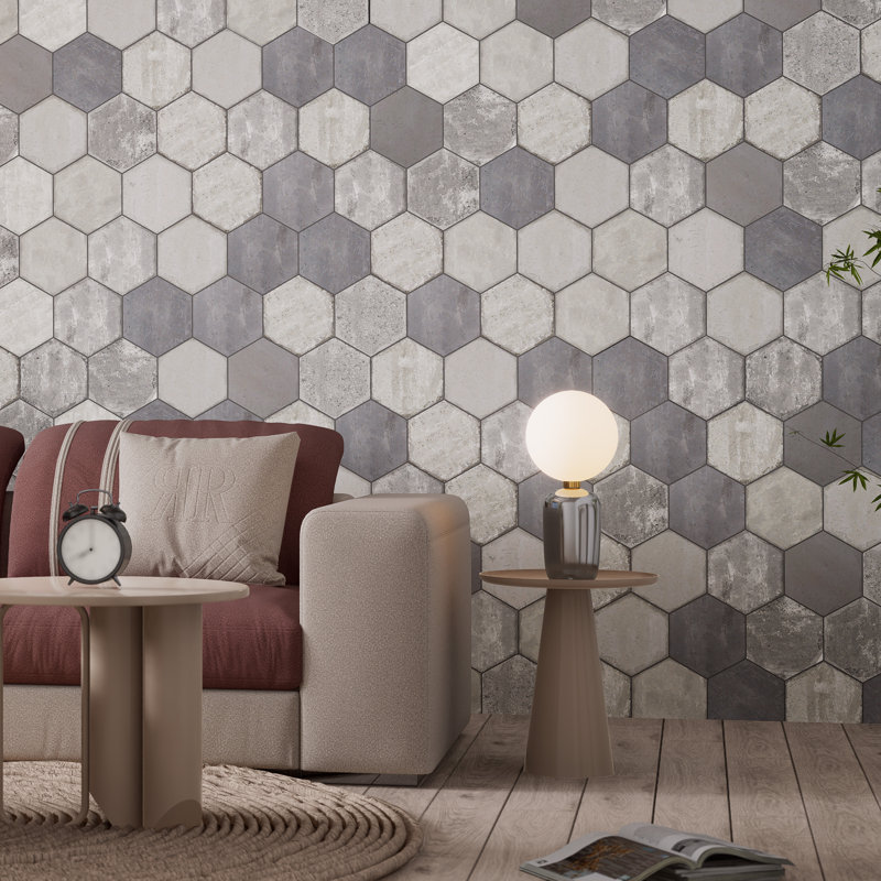 Brickyard Hex 8-1/2 In. X 9-7/8 In. Porcelain Rustic Wall & Floor Tile, White