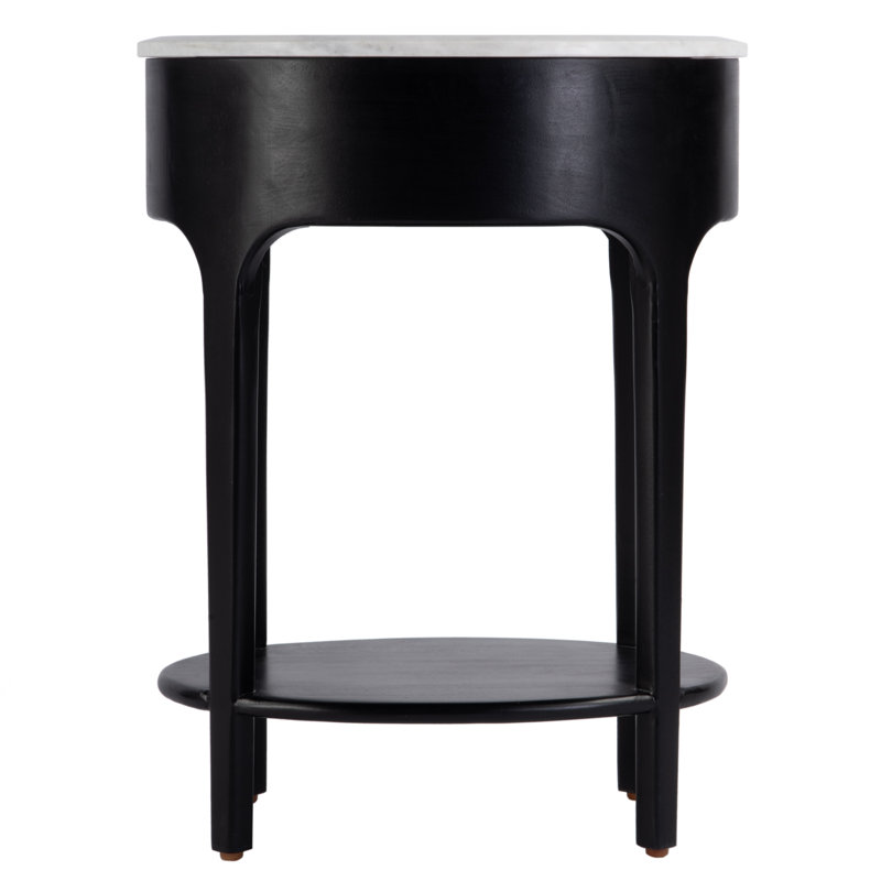 Ellen Marble Nightstand, Black