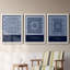 Indigo Tile I - ensemble de 3 impressions sur toile encadrées-2033254138-2033254134