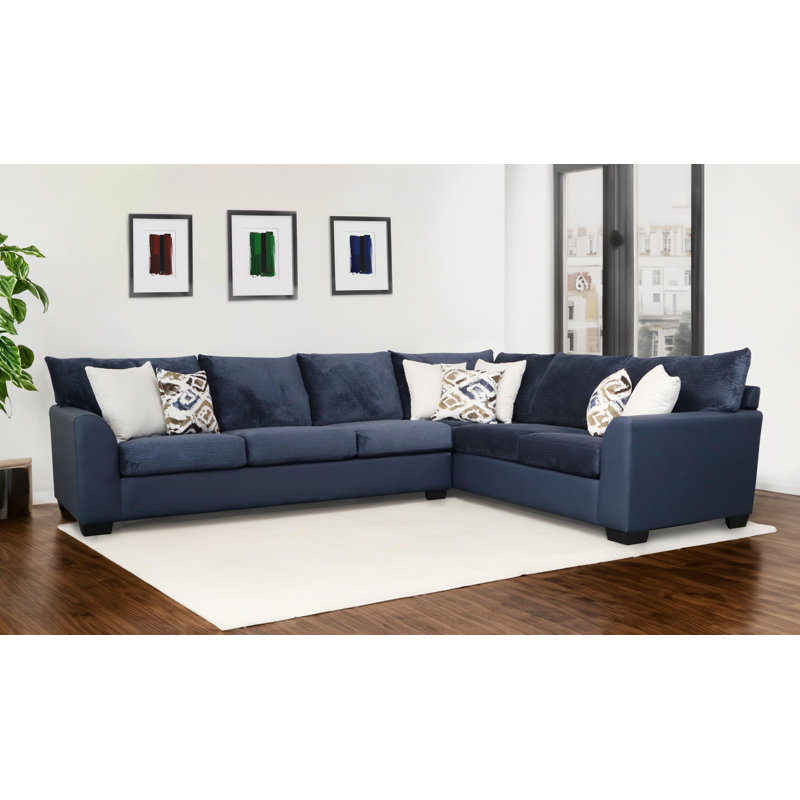 Canapé modulaire de coin 2 pièces Carnlough, Mélange de polyester bleu