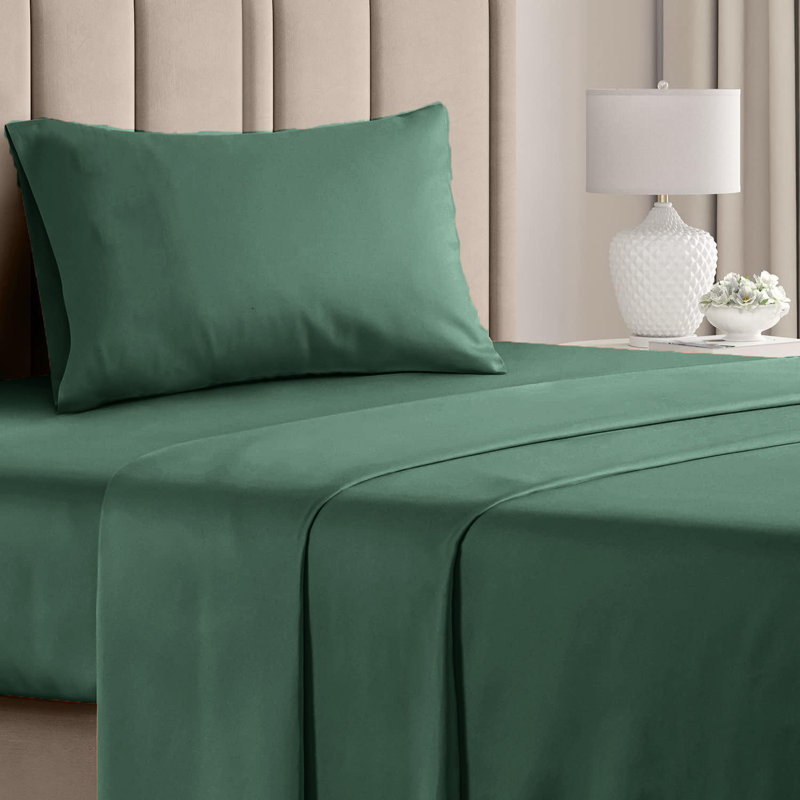  Premium Luxury 4 Piece Rayon from Bamboo Sheet Set, Twin XL Sheet Set with 2 Pillowcases, Tree Moss Green