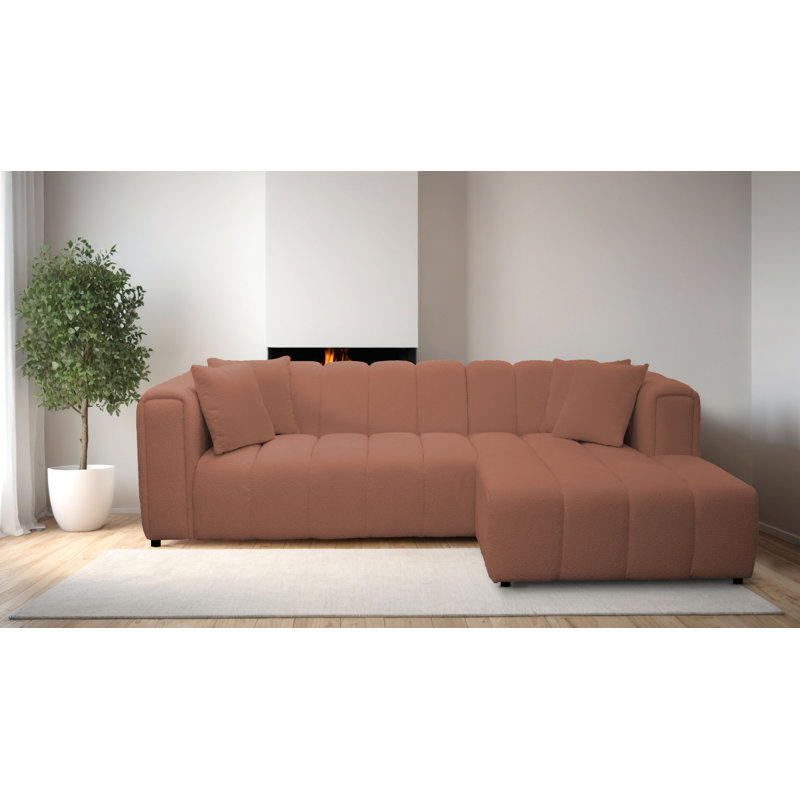Oheneba 3 Seater Corner Sofa , Red, Right Hand Facing