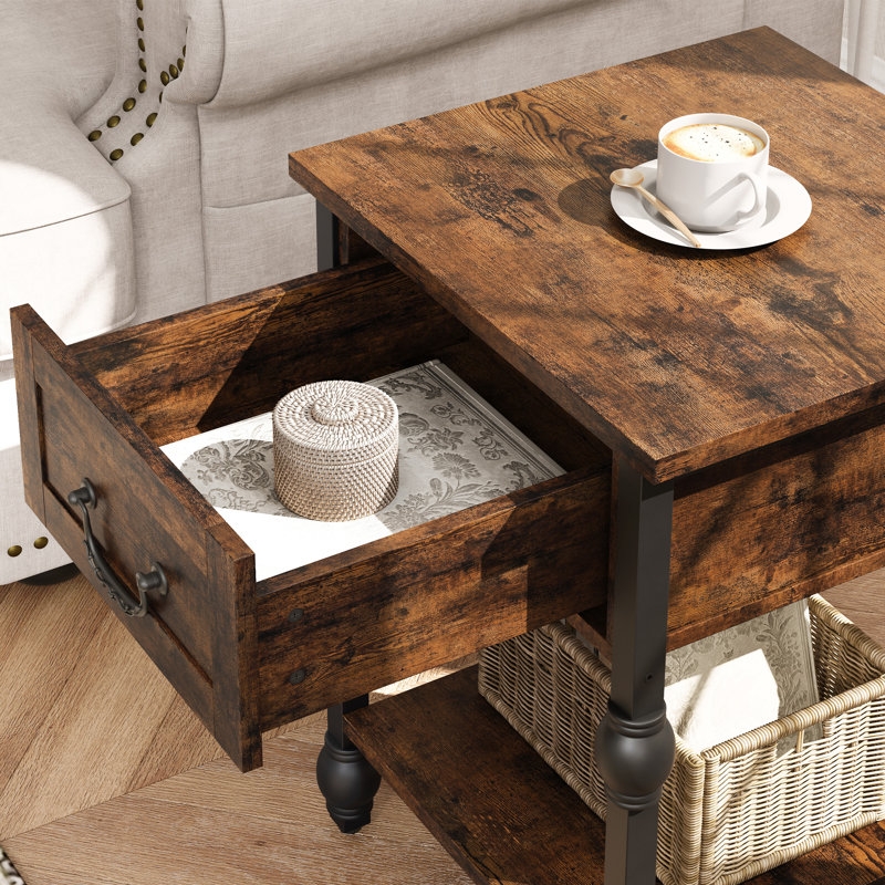 46 cm W Bedside Table, End-Table, Retro color