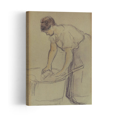 Woman Washing Laundry Impressionist Abstract Contemporary Portrait Wall Art Print - Print