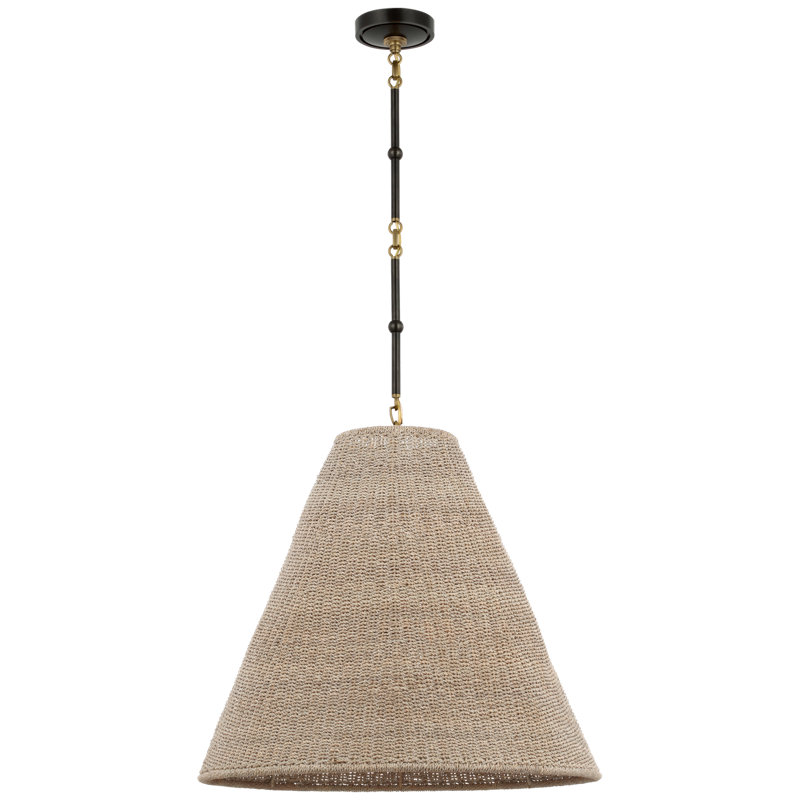 Goodman Pendant by Thomas O'Brien, 22.75" H x 24" W x 24" D, Bronze/Hand Rubbed Antique Brass, Ash