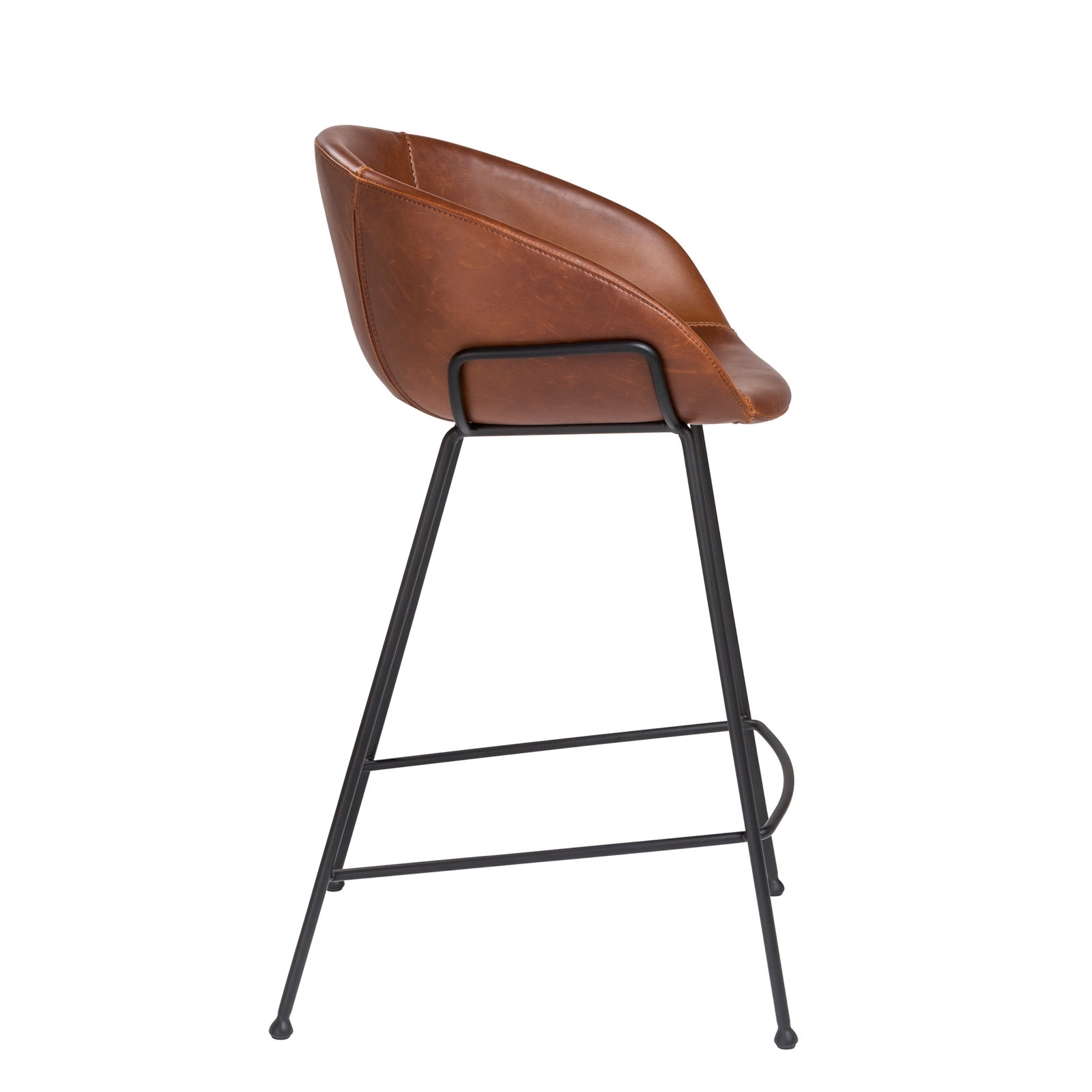 Ardea Bar Stool, Counter Stool (25.6" Seat Height), Dark Brown Faux Leather