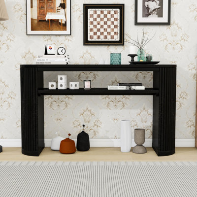 Wood Console Table with Open Shelf