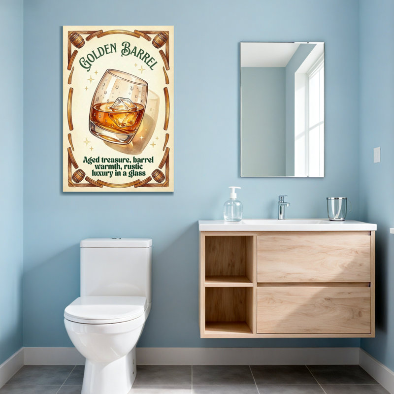 Impression sur verre Fashion Golden Barrel Whisky, H 18 po x l 12 po