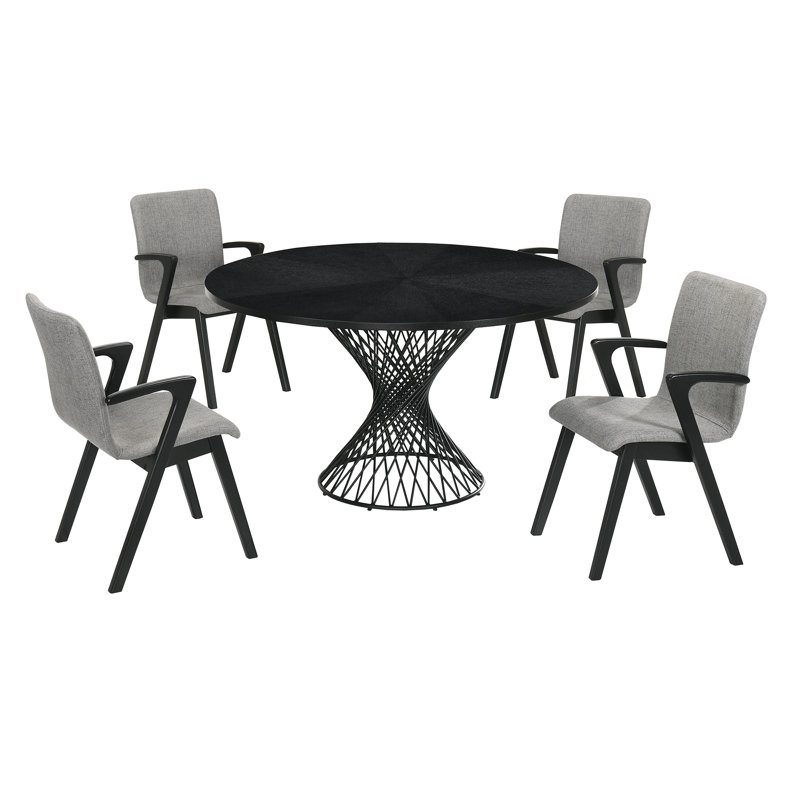 Schoonmaker 4 - Person Pedestal Dining Set, Black
