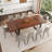 87" Wood Dining Table Set With PU Leather Upholstered Dining Chair-116180688-116180686