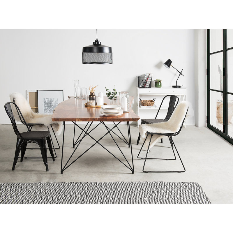 Pierce Acacia Solid Wood Top Metal Base Dining Table, H76 x L180 x W90cm
