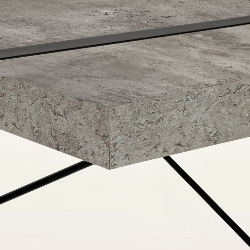 Vanda Gray FInish Computer Desk With Black Metal X-Support & Leg, 29.84" H X 48.82" W X 23.5" D