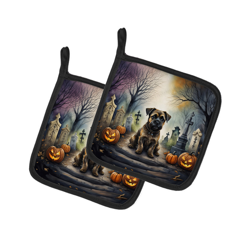 Paire de porte-casseroles Border Terrier Spooky Halloween