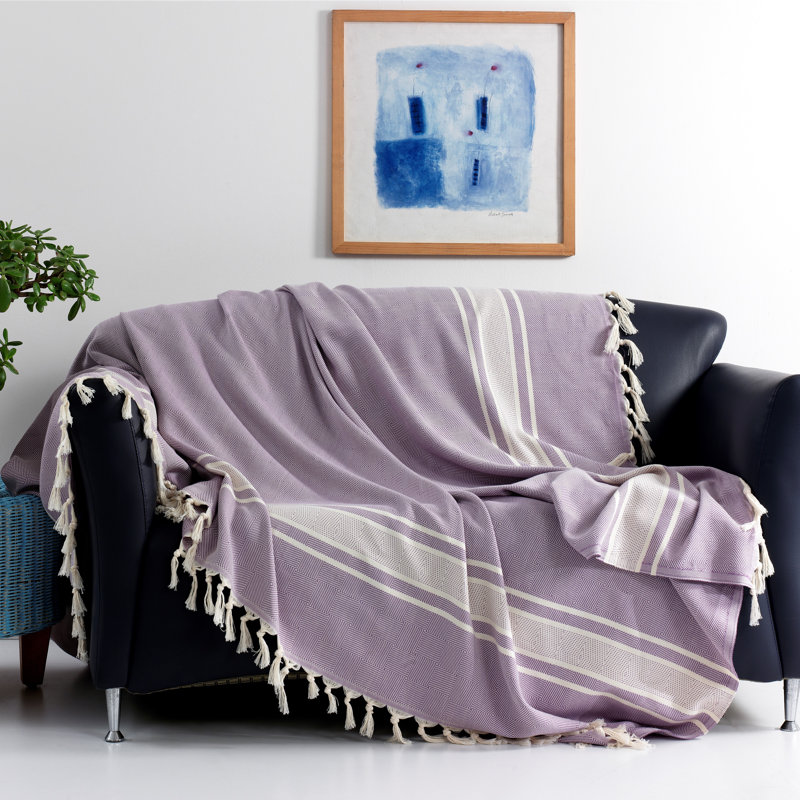 Eptakomi Cotton Chevron / Zig Zag Bedspread, 270 W x 260cm L, Purple