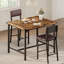 Ensemble de table de salle à manger Garvee pour 2 personnes avec repose-pieds et protecteur d'angle, ensemble de table de cuisine 3 pièces avec dossier, table à hauteur de comptoir avec 2 tabourets de bar rembourrés pour la salle à manger, appartement-385404926