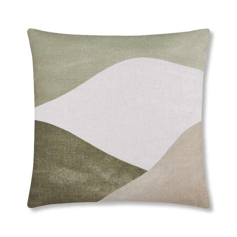 Cotton Square Throw Cushion, Green Abstract