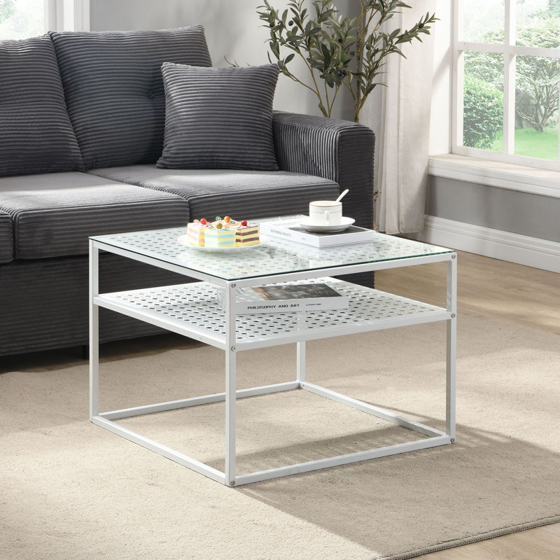 60cm Glass Top Console Table, White