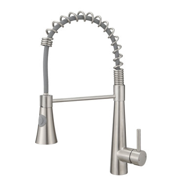 Robinet de cuisine en nickel brossé avec douchette extractible, robinet d'évier de cuisine à poignée simple | Idée de cadeau