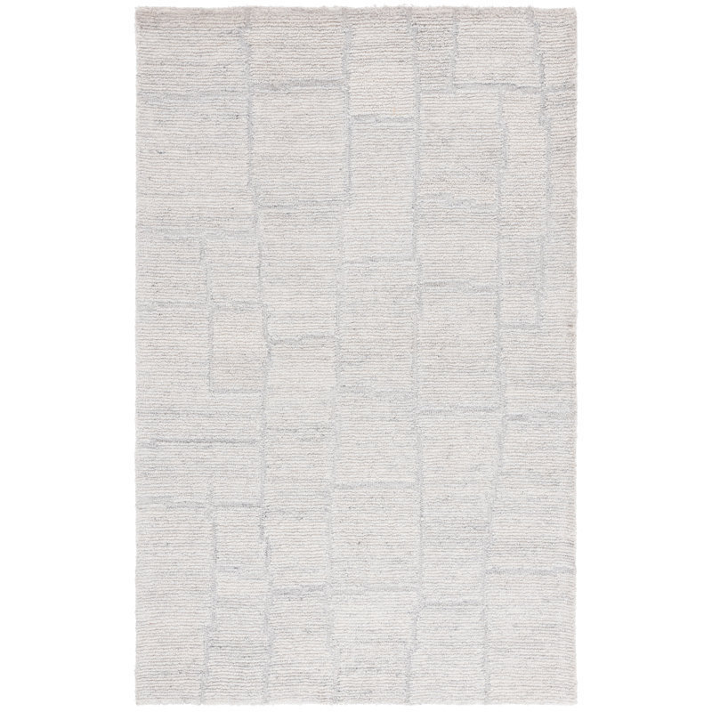 Tapis gris clair / gris clair en laine touffeté à la main Eldee, Rectangle 6 pi x 9 pi