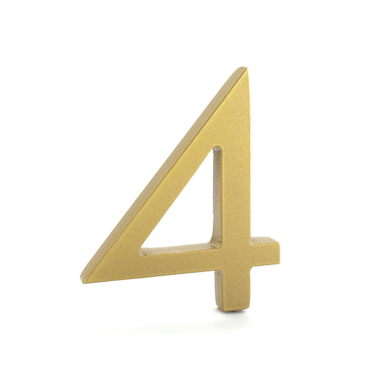 4 in. Flat Floating Mount House Number, Gold, 4
