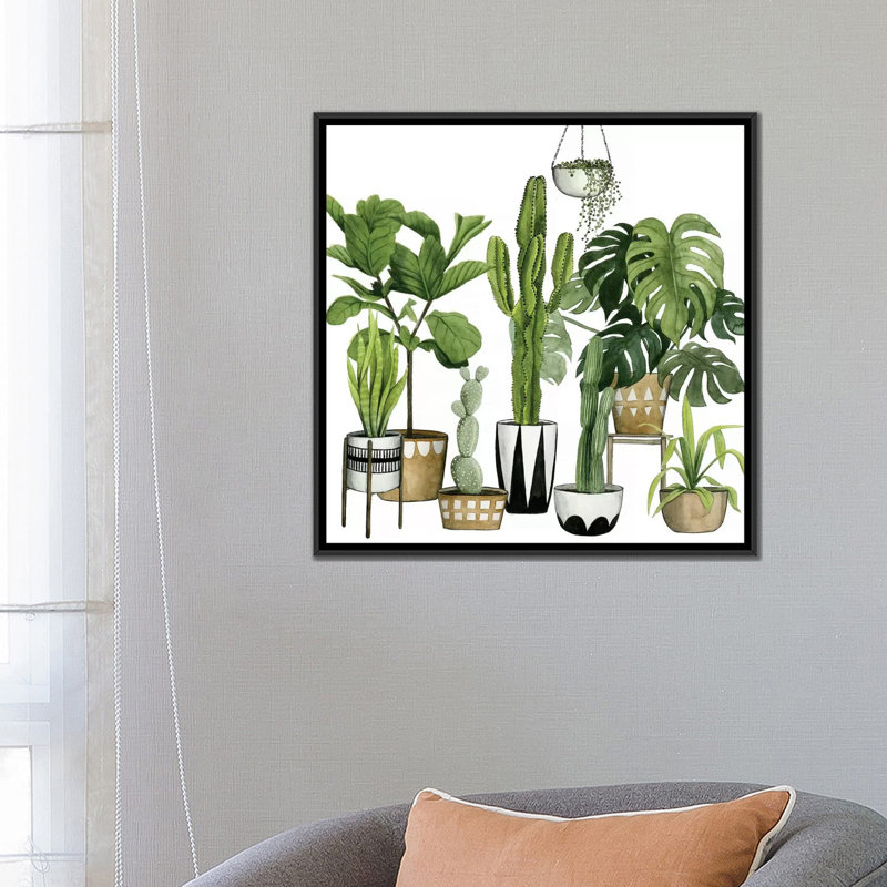 «Plant Haven I», impression sur toile, H 26 po x l 26 po x P 1,5 po, Toile encadrée noire, Pas de tapis