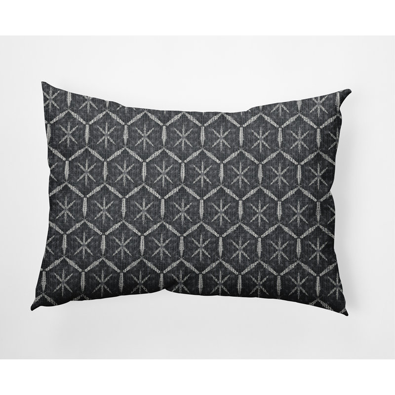 Geometric Outdoor Reversible Throw Pillow, Gray