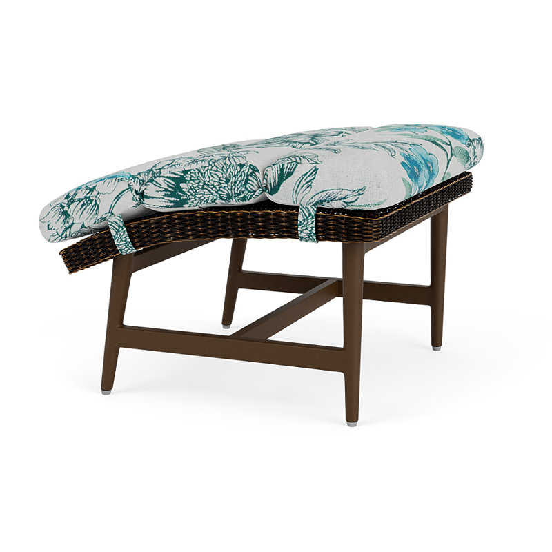 Cascade Outdoor Ottoman, Serena Floral Mist, Mink