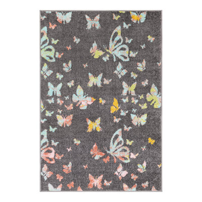 Unique Loom Butterflies Whimsy Kids Rug