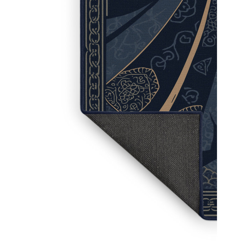 Tapis marocain doux et moelleux de couleur bohème Marvine Merlin - reliure marine, 3x5