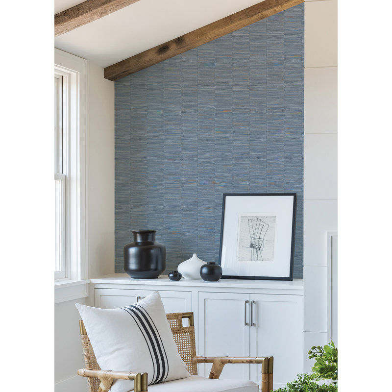 Rouleau de papier peint texturé L 27 pi x l 27 po, Bleu