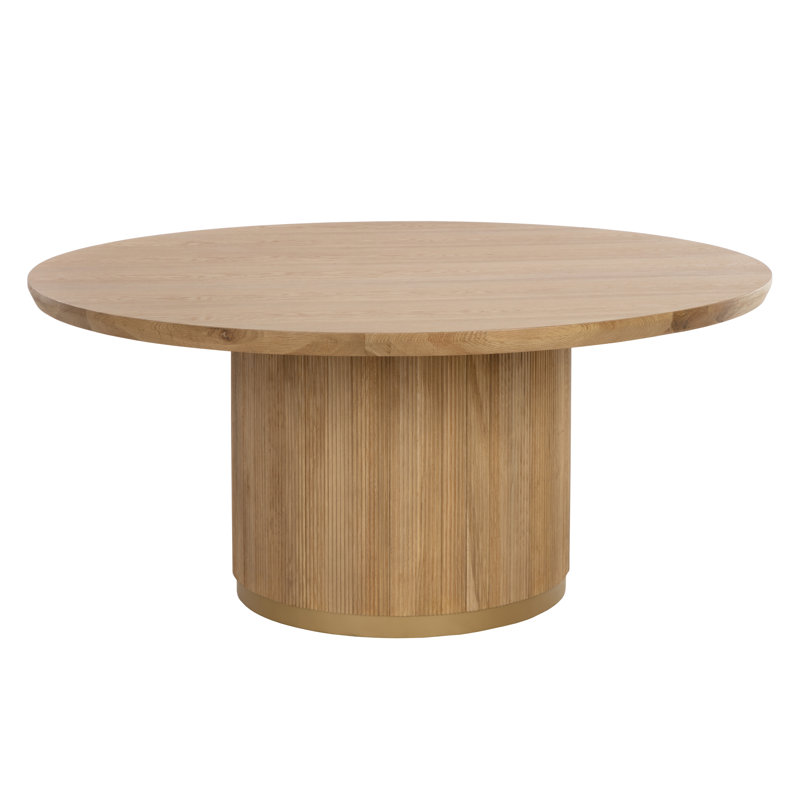 68'' Round Reclaimed Oak Dining Table with Gold Base
