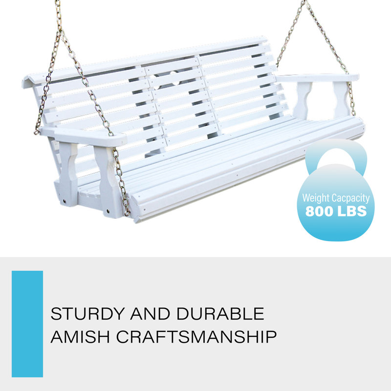 SainCroix Amish Rollback Console Treated Porch Swing, Semi-Solid White Stain
