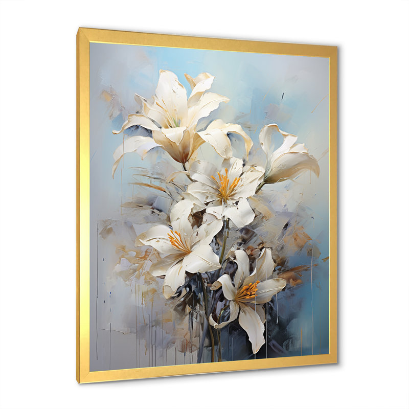 «Lilies Blossoms In Bloom» sur toile, H 44 po x l 34 po x P 1,5 po, Cadre doré simple