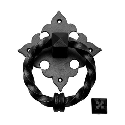 Heurtoir de porte noir en fonte de 7 po x 5,5 po