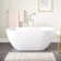 Hibiscus Oval Acrylic Soaking Freestanding Tub with Integrated Drain, Overflow and Tap Deck