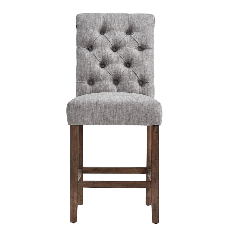 Tabouret Alsadig, Gris, Tabouret de comptoir (siège d'une hauteur de 25 p, Brun