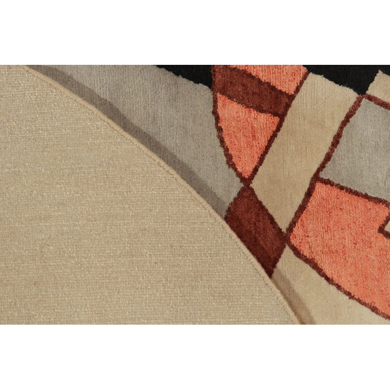 Deco Hand Knotted Wool Geometric Area Rug, Round 8'1"