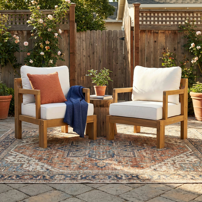 Fauteuils club d'extérieur en bois d'acacia Sevara