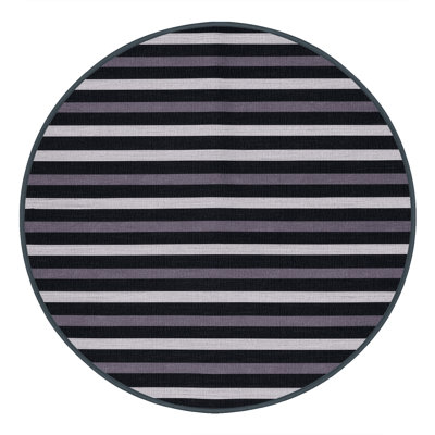 Machine Washable Horizontal Stripes Grey Area Rug