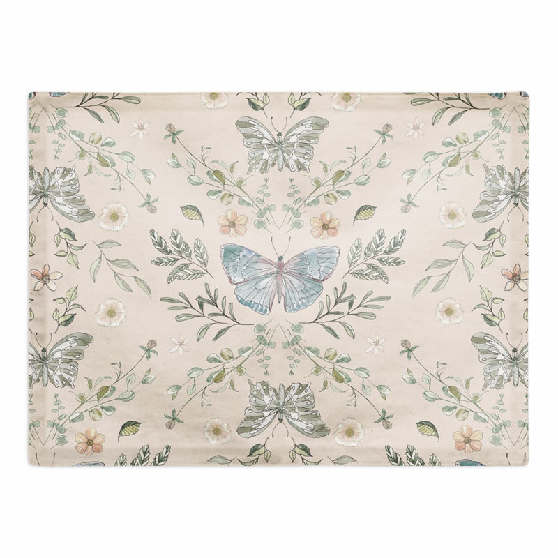 Papillons sur un napperon d'extérieur, Crème, Floral