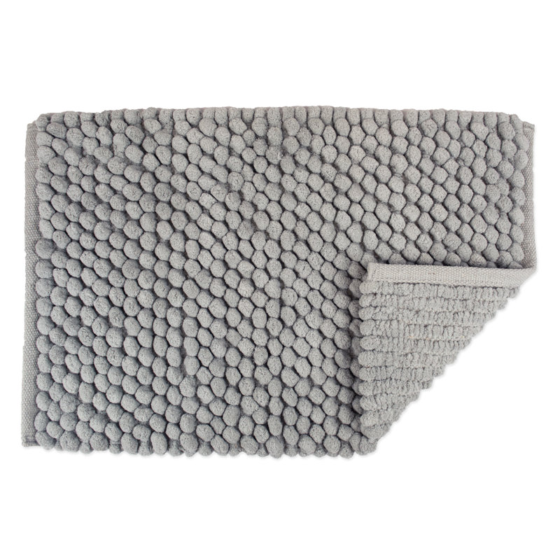 Dilly Cotton Blend Non-Slip Bath Rug, 17" W x 24" L, Gray