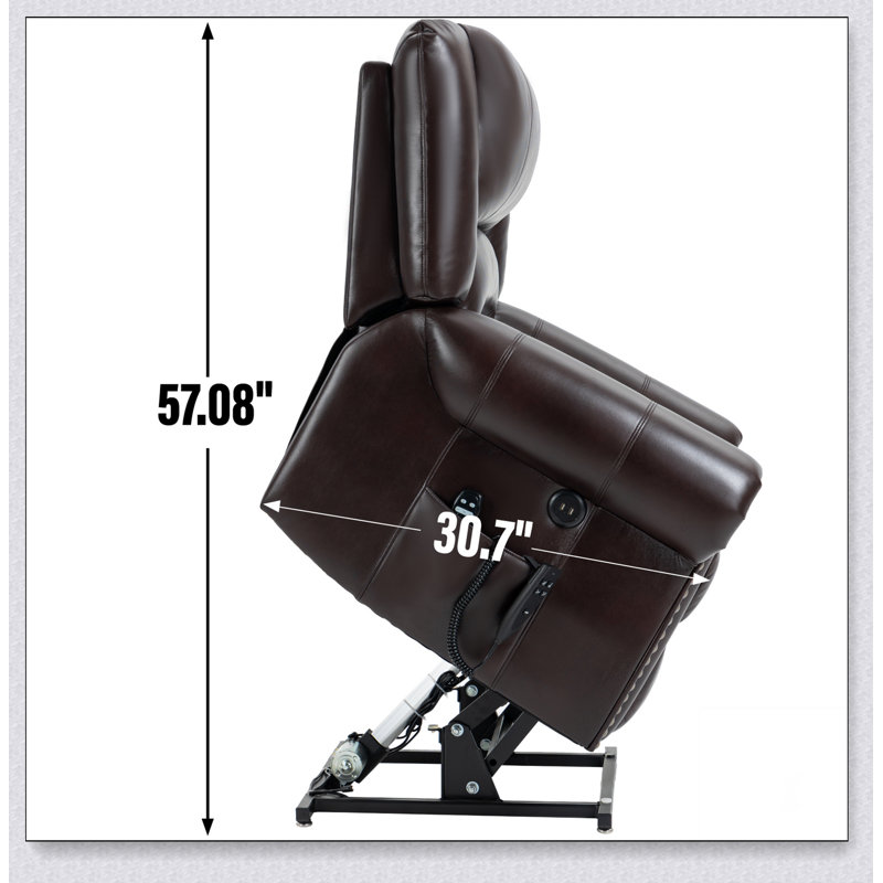 Power Lift Recliner Chair Heat Massage Dual Motor Infinite Position Up to 350 LBS, Antique Brown Faux Leather