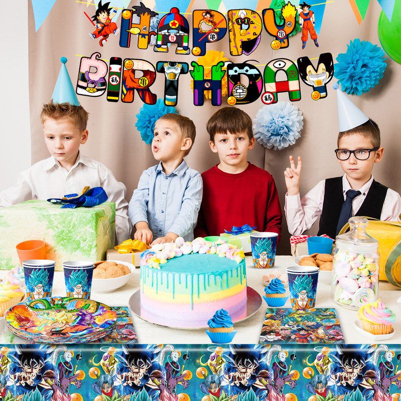Dragon Ball Z Birthday Party Decoration Tableware Set, 80 Pcs Dragon Ball Z Party Supplies Tableware