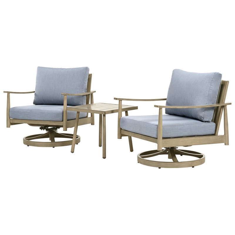 Mariene 2 - Person Patio Conversation Set with Cushions, Blue, Brown