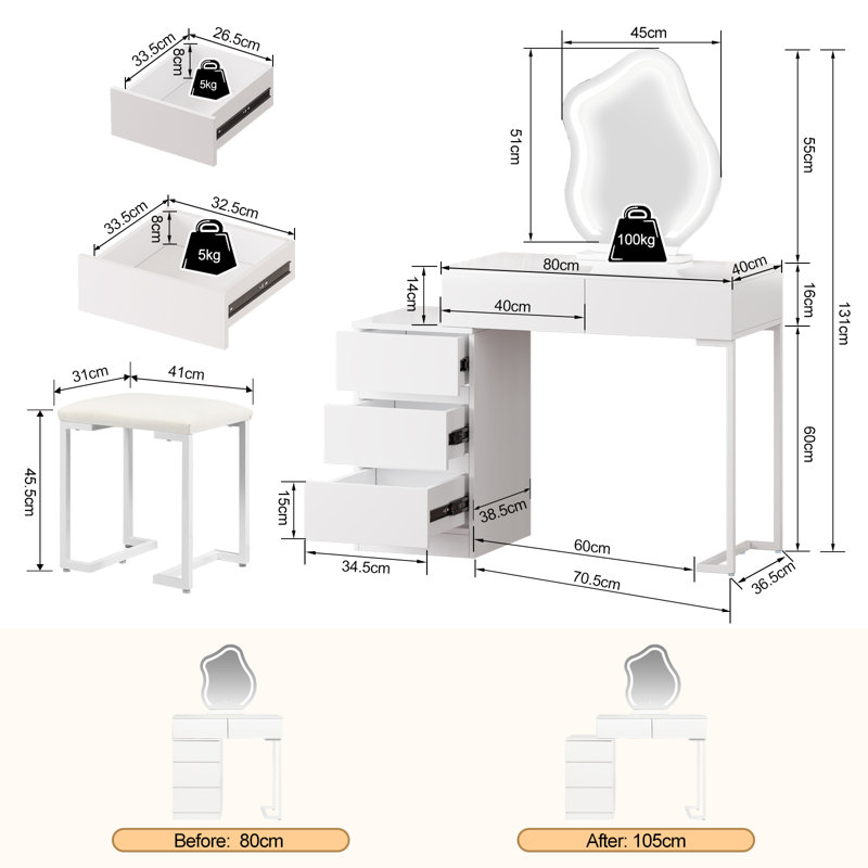 Nekaya Dressing Table with Mirror