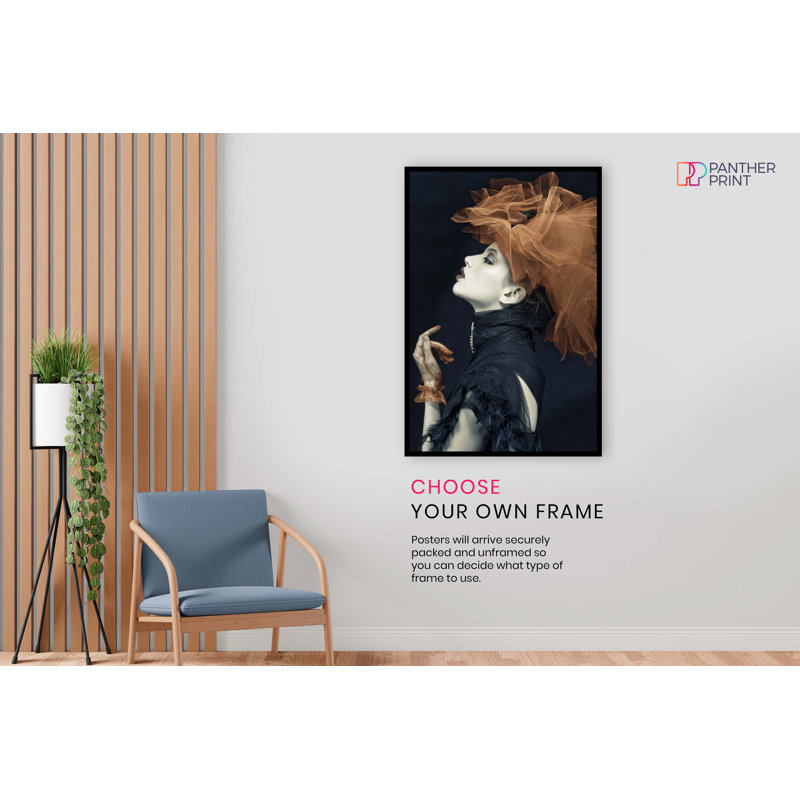 Woman In Black Dress And Brown Tulle - No Frame Print, 31cm H x 20cm W x 0.5cm D