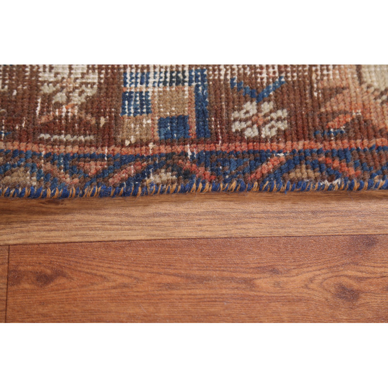 Tapis de couloir unique en laine noué à la main de style années 1960 de 3 pi 2 po x 12 pi 8 po Hydiah