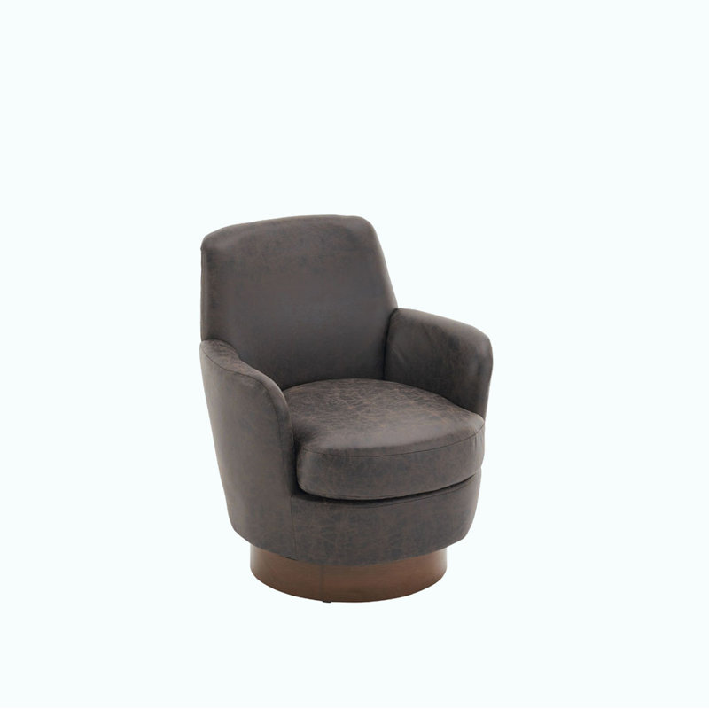 Swivel Barrel Chair, Brown Polyester